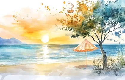 Ein Sonnenschirm am Meer