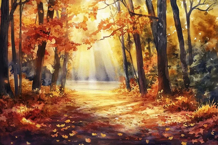 Autumn Path in Watercolour
