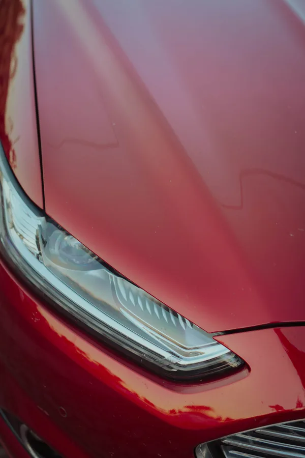 Red Car Hood and Headlight