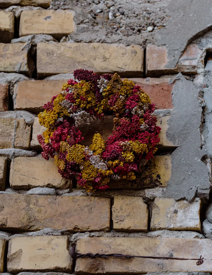 Dried Wreath on Brick