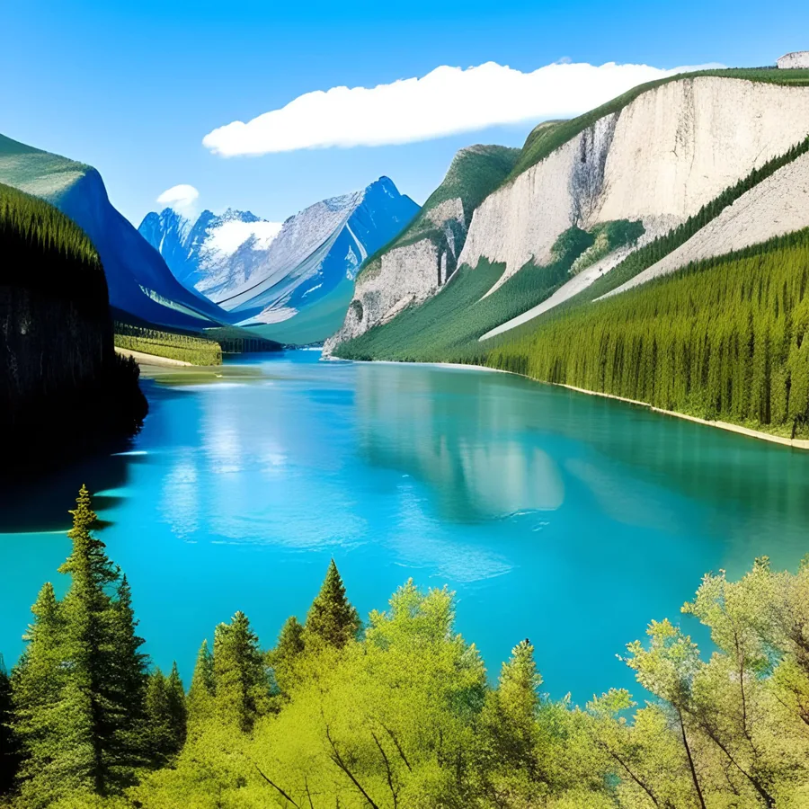 A Turquoise Mountain Lake