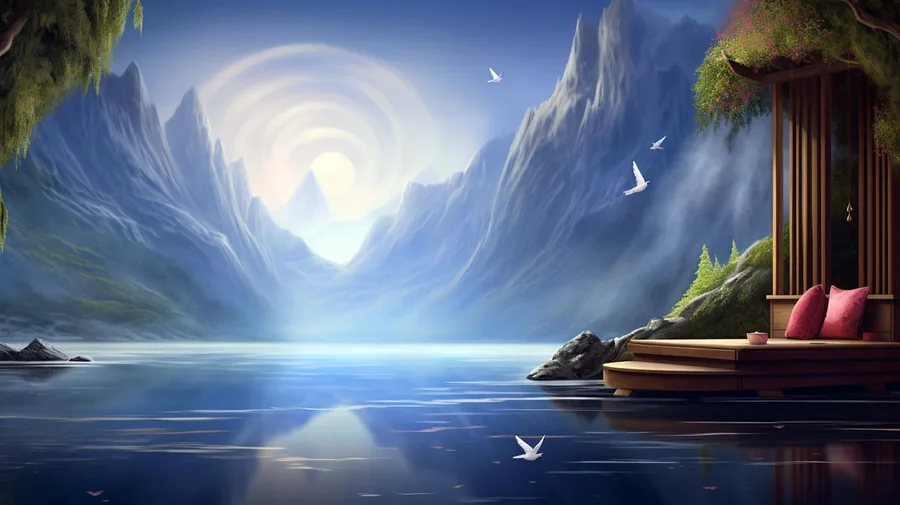 White Doves Over the Lake