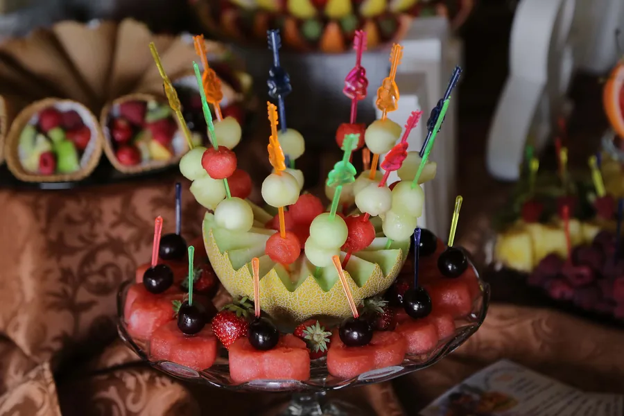 Melon Skewers on a Platter
