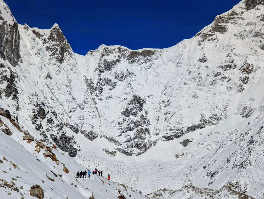 Trekkers Below the Snowfield