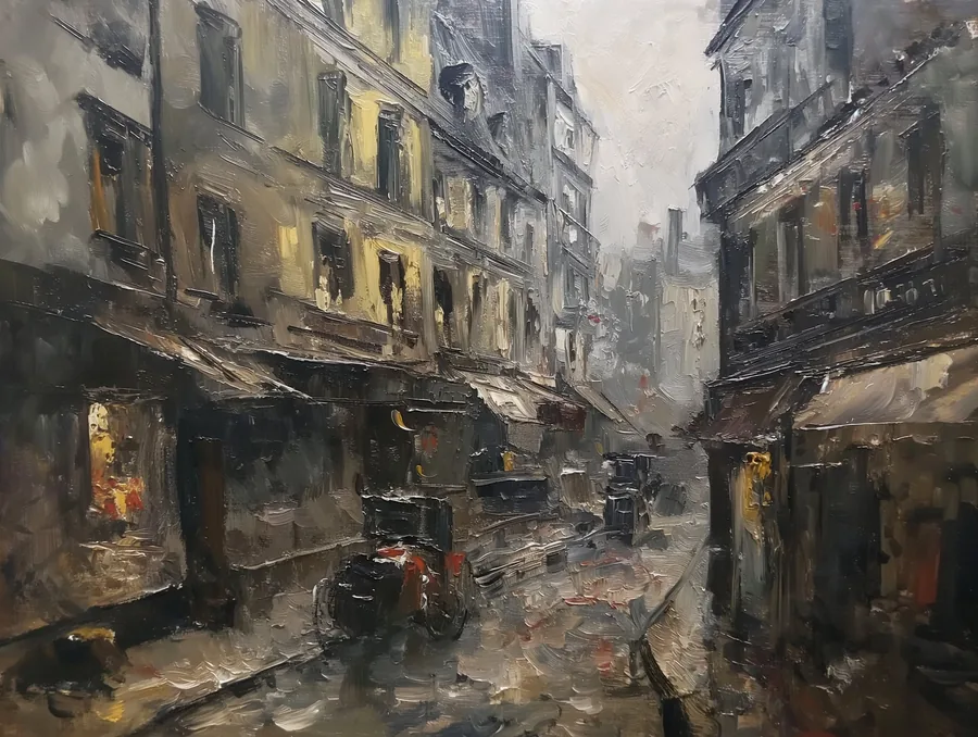 Misty Street in Oils