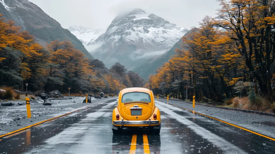Beetle on a Mountain Road