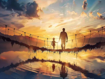 Übergang bei Sonnenuntergang