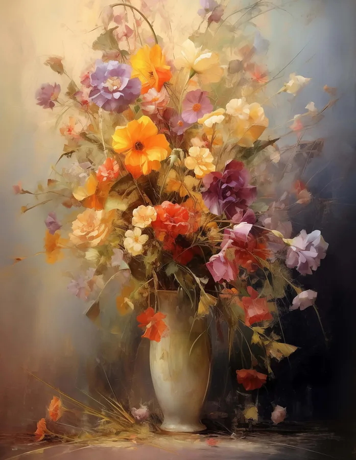 Flowers in a Pale Vase