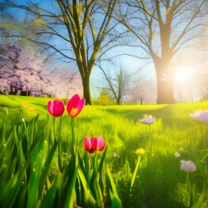 Tulpen auf einer Frühlingswiese