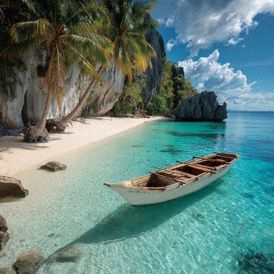 A Boat in Clear Water