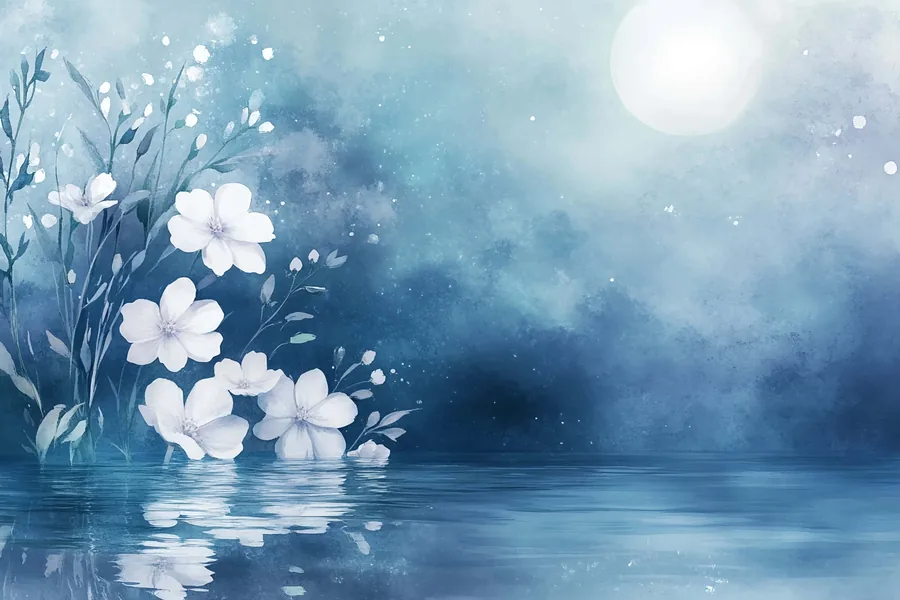 White Flowers by Moonlight