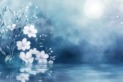 Weiße Blüten im Mondlicht