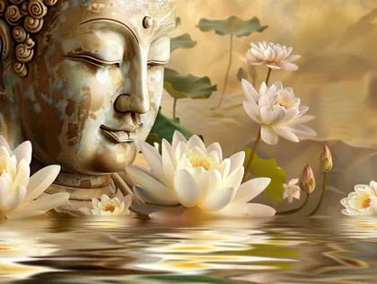 Buddha zwischen Seerosen